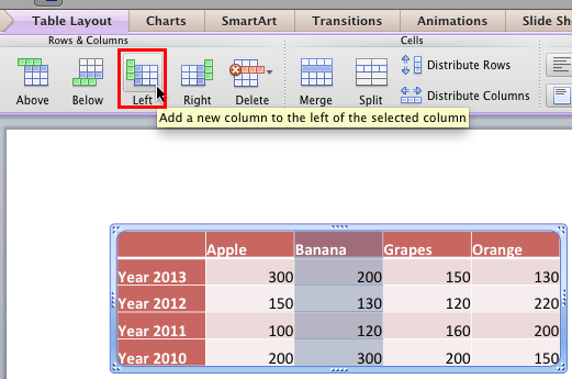 add columns in word for mac
